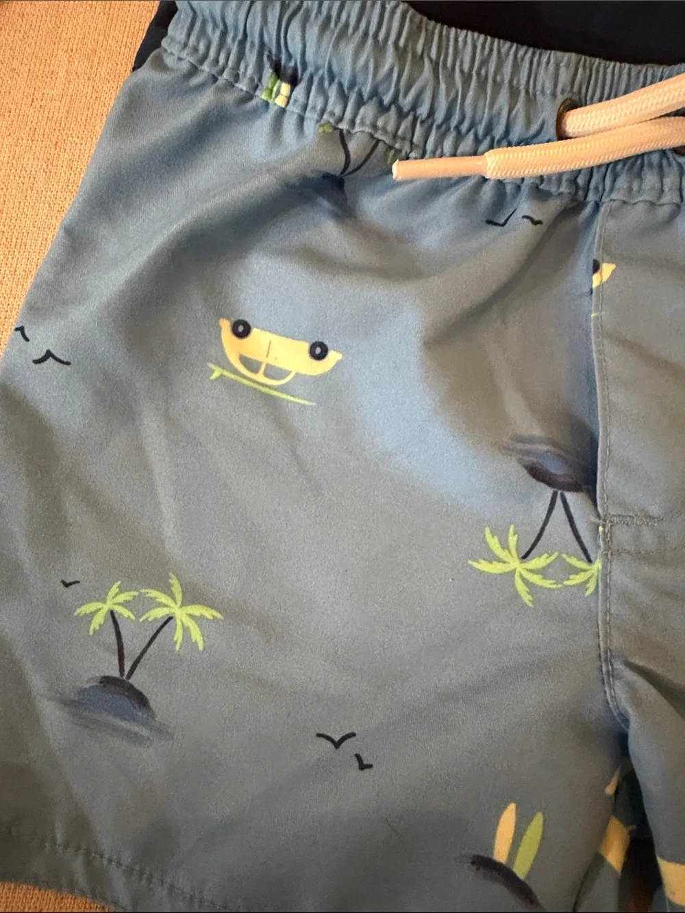 Carter's Navy Rash Guard with Light Blue Tropical Swim Shorts